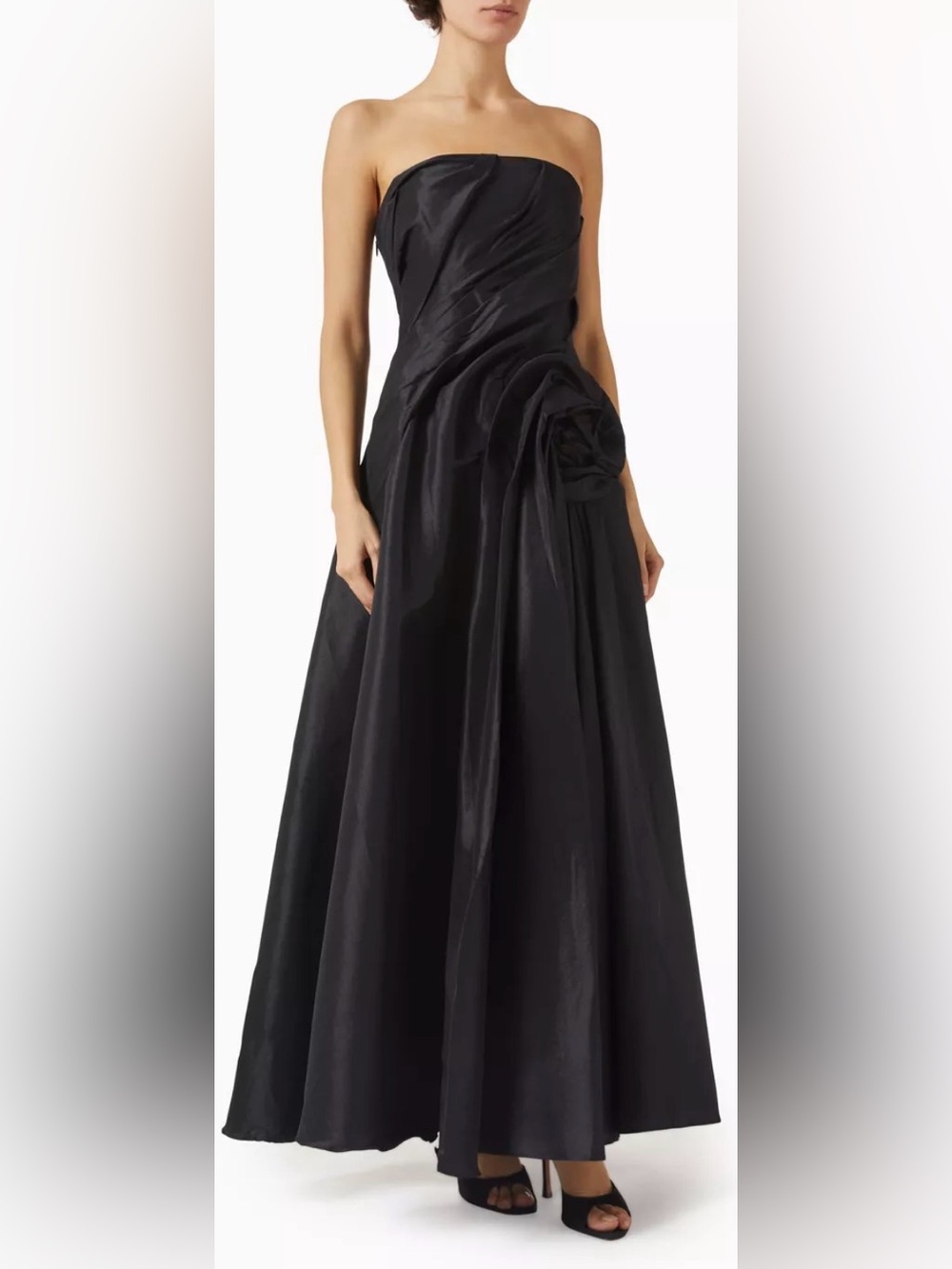 NEW Acler HAWFORD Black rosette strapless maxi Dress Sz 4 - Picture 2 of 10